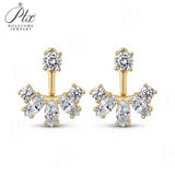 Earrings with 2.8CT D Color Round Marquise Cut Moissanite 925 Silver Plated White Yellow Gold Ear Stud Fashion Christmas Gift