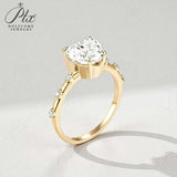 Heart Moissanite Ring with 3CT D Color Moissanite S925 10k 14k 18k Plated White Yellow Rose Gold Wedding Engagement Charm Jewely