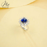 Finger Ring with 4CT Sugar Tower Lab Grown Sapphire Padparadscha 925 Silver for Women Man Engagement Banquet Accasion Christmas