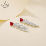 Lab-Grown Ruby Earrings 8CT Cushion-Cut 925 Silver Mixed-Shaped Studs High-End Jewelry Gift Hypoallergenic Jewelry for Women