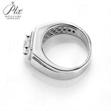 Sterling Silver Round Moissanite Ring for Men Only Gifts For Festivals And Anniversaries