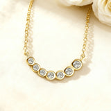 Seven-Round Bezel-Set Necklace with D Color Round Moissanite S925 Plated White Yellow Rose Gold Chain Engagement Chrisrmas Daily