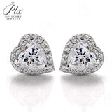 Heart Cut Moissanite Halo Stud Earrings Women Only Gifts For Festivals And Anniversaries