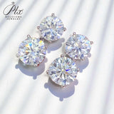 Earrings with 5.6/10CT D Color Round Moissanite 925 Silver Plated White Yellow Gold Ear Stud for Women Fashion Daily Jewely Gift