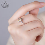 Flower Asscher Cut Champagne Moissanite Ring Women Only Gifts For Festivals And Anniversaries