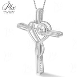 Moissanite Necklace 1CT 6.5mm Heart-Cross Pendant 925 Sterling Silver Women Wedding/Anniversary Special Gift Fine Jewelry Charms