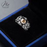 Vintage Asscher Cut Champagne Moissanite Ring Women Only Gifts For Festivals And Anniversaries
