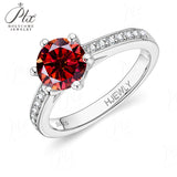 Moissanite Ring 6 Claws Silver Ring 12 Colors Round 1CT 925 Sterling Sliver Fine Jewelry Birth Stones Wedding Gift Jewel Ring