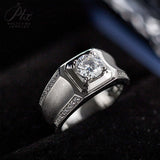 【Jason 】925 Sterling Silver 1CT Round Cut Moissanite Ring for Men Only Gifts For Festivals And Anniversaries