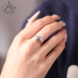 Engagement Ring Salt and Pepper Moissanite Diamond Pear Cut 925 Sterling Silver Plated with 18k Gold Wedding Jewelry Vintage