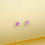 Round Colored Gemstones Earrings with Ruby Sapphire Colombia Padparadscha Paraiba S925 Four-claw Six-claw Design Fishion Gift