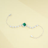 Lab Grown Emerald Ruby Asscher Cut Bracelet White Gold Geometric Bangle Fine Jewelry Anniversary Graduation Gift