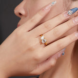 Two-stone Ring Emerald Pear Shape Moissanite Grown Gemstone 925 Sterling Silver Classical Anniversary Gift Couple Holiday Gift