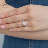 Oval Cut 1CT 925 Sterling Silver Halo Half Eternity Moissanite Ring Women Only Gifts For Festivals And Anniversaries