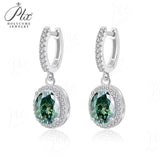Total 4ct Green Oval Moissanite Drop Earrings with Certificate Passed Diamond Test Women 's Jewelry Christmas Gift S925 Silver