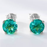 S925 Silver Lab Ruby Emerald Screw Earring 5.0mm Lab-Grown Gemstone Round Stone Fine Jewelry Gift Jewelry For Women Ear Jewel