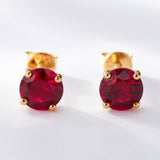S925 Silver Lab Ruby Emerald Screw Earring 5.0mm Lab-Grown Gemstone Round Stone Fine Jewelry Gift Jewelry For Women Ear Jewel