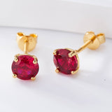 S925 Silver Lab Ruby Emerald Screw Earring 5.0mm Lab-Grown Gemstone Round Stone Fine Jewelry Gift Jewelry For Women Ear Jewel