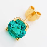 925 Sterling Silver  Lab Grown Gemstone Round Four-Claw Earrings ruby sapphire Emerald Anniversary Collection
