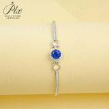 Lab Grown Ruby Sapphire Padparadscha Round Brilliant Cut Bracelet White Gold Fine Jewelry Wedding Gift