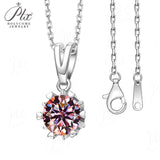 Moissanite Necklace Snowflake Pendant Multicolor Round Cut 925 Sterling Silver 1ct  For Women Wedding Bridal Fine Jewelry Charms