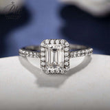 Emerald Cut Half-Eternity Halo Moissanite Ring Women Only Gifts For Festivals And Anniversaries