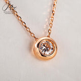 Round Moissanite Bezel Setting White/Rose Gold Necklace Women Only Gifts For Festivals And Anniversaries