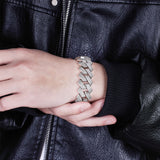 1.2MM Iced Prong Link Cuban Chain Bracelets for Men Women Full Rhinestones Chunky Miami Cuban Bracelet Punk Hip Hop Jewelry Gift