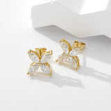 Clover & Marquise-Cut D-Color Moissanite Earring & Necklace Set 925 Silver Plated with Gold Hypoallergenic - Ideal for Women's Daily Wear & Holiday Gifts