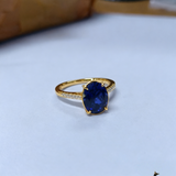 Egg-shaped Ring with Lab Grown Ruby Sapphire Zambian Padparadscha 925 Silver Circle for Engagement Christmas Party Fine Jewely