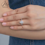 Pear Cut 1CT 925 Sterling Silver Half-Eternity Halo Moissanite Ring Women Only Gifts For Festivals And Anniversaries