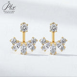 Earrings with 2.8CT D Color Round Marquise Cut Moissanite 925 Silver Plated White Yellow Gold Ear Stud Fashion Christmas Gift