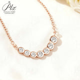 Seven-Round Bezel-Set Necklace with D Color Round Moissanite S925 Plated White Yellow Rose Gold Chain Engagement Chrisrmas Daily