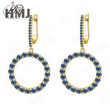 Hoop Earrings 2.6CT D White/Black/Champagne/Vivid blue Round Moissanite S925 Silver Plated for Fishion Party Gift Hypoallergenic