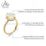 Cushion-Cut Moissanite Ice-Flake Cut Ring 10K/14K/18K Gold Classic Design Sparkling Engagement & Wedding Jewelry Gift