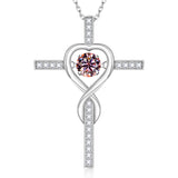 Moissanite Necklace 1CT 6.5mm Heart-Cross Pendant 925 Sterling Silver Women Wedding/Anniversary Special Gift Fine Jewelry Charms