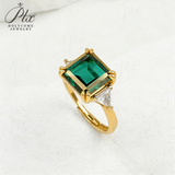 Ring with 4-6.9CT Asscher Cut Lab Grown Ruby Sapphire Colombian Padparadscha 925 Silver for Christmas Exquisite Gift Fancy