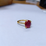 Egg-shaped Ring with Lab Grown Ruby Sapphire Zambian Padparadscha 925 Silver Circle for Engagement Christmas Party Fine Jewely