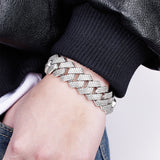 1.2MM Iced Prong Link Cuban Chain Bracelets for Men Women Full Rhinestones Chunky Miami Cuban Bracelet Punk Hip Hop Jewelry Gift