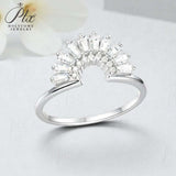 Sector Finger Ring with D Color Tifang-shaped Moissanite 10k 14k 18K Gold Plated 925 Silver for Daily Party Fine Jewely Gift