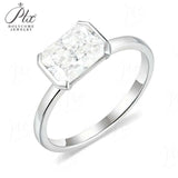 2ct Radiant Moissanite Ring High-Flash Center Stone Classic Minimalist Style Wedding Engagement Band Gift for Her