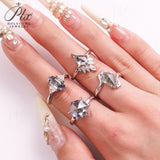 Engagement Ring Salt and Pepper Moissanite Diamond Pear Cut 925 Sterling Silver Plated with 18k Gold Wedding Jewelry Vintage