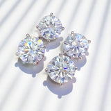 Earrings with 5.6/10CT D Color Round Moissanite 925 Silver Plated White Yellow Gold Ear Stud for Women Fashion Daily Jewely Gift