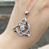 Heart-shaped Clover Necklace 925 Sterling Silver with Moissanite Round Cut VVS1 Jewelry Gift for Women’s Special Occasions