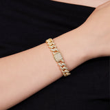 Single Row Double Row Triple Row Moissanite Cuban Link Bracelet 925 Silver Round Cut D Color Suitable for Women Man  Engagement