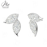 Double Clover Earrings with 2CT D Color Marquise Cut Moissanite 925 Silver Plated White Yellow Gold Ear Stud Fashion Daily Jewely