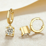 Hoop Bullhead Moissanite Earrings with 1-2CT D Color Round Moissanite S925 Silver Plated for Fishion Party Gift Hypoallergenic