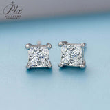 Princess Square Solitaire Stud Earrings Women Only Gifts For Festivals And Anniversaries
