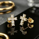 Men's Hip Hop Cross Earrings 925 Sterling Silver Low Allergy VVS1 GRA Certified Moissanite Iced Out Stud Earrings Luxury Ear Jewelry for Men Women Gift Ready Daily Wearable
