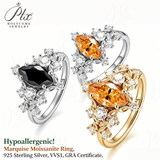 Moissanite Ring 5x10mm 925 Silver GRA Certified D Champagne Black Stone Marquise Cut Fine Jewelry Fade Resistant Ideal Gift Jewelry